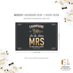 Mini Champagne Labels, Bridal Shower Favors, Miss to Mrs Bachelorette Party Favors, Cheers to the Future Mrs Bridal Shower Mini Wine Labels image 2