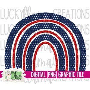 Rainbow | Fourth of July | Red White Blue | SUBLIMATION PNG | Transfer | DIGITAL | Printable | Clip Art