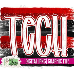Tech Mascot Brush Stroke Team Name | Sports | SUBLIMATION PNG | Transfer | DIGITAL | Printable | Clip Art
