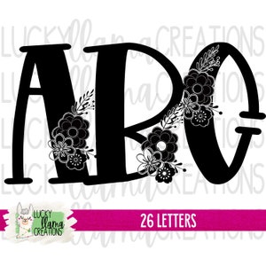 Floral Alphabet | Design Element | SUBLIMATION PNG | Transfer | DIGITAL | Printable | Clip Art