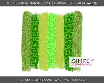 St. Patrick's Day Brush Stroke PNG | Green Clover Design (Digital)