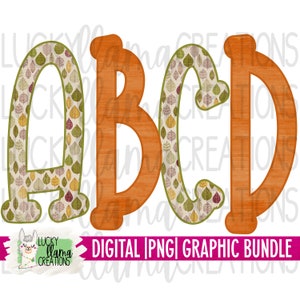 Fall Theme Alphabet | Design Element | SUBLIMATION PNG | Transfer | DIGITAL | Printable | Clip Art