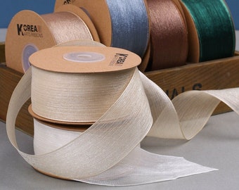 Shimmer Sheer organza Chiffon silk ribbon for Bouquet,40mm 1-1/2" ribbon