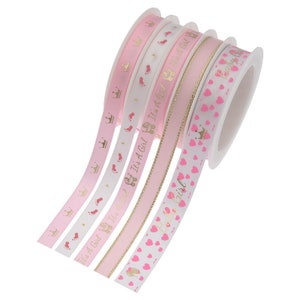Babypartyband, Bedrucktes Satinband, Rosa Mädchen, Partydekoration, Geschenkverpackung