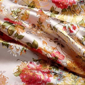 Chinese jacquard fabric,brocade silk fabric,damask fabric,drapery fabric,Kimono, Brocade with peony,by the yard