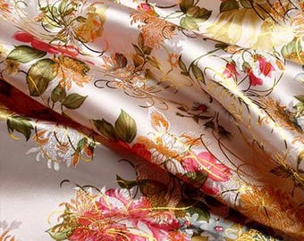 Kinesiskt jacquardtyg, brokadsidenstyg, damasttyg, draperityg, kimono, brokad med pion, metervara