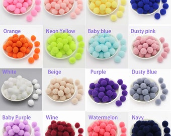 Mini pompons pour enfants, fleurs artisanales, bandeau pour cheveux, fil de bricolage guirlande de pompons Taille 0,8 cm 1 cm 1,5 cm 2 cm 2,5 cm 3 cm, blanc, rose, etc.