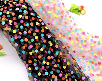 Tissu résille avec imprimé pois Baby Shower Girls Tutu jupe tissu cadeau décoration de fête de mariage, pince à cheveux bricolage, 61 pouces