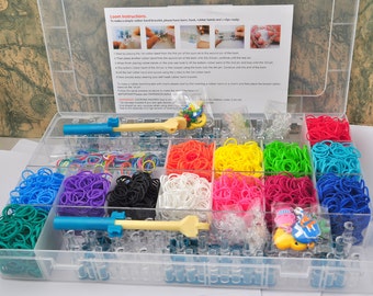 Hooks Rubber Bands DondoPrism| Eco-Friendly DIY Rainbow Looms Deluxe Rainbow Loom Bracelets Set with Organizer Case Beads & Charms Harmless & Non-Toxic Cool Rainbow Loom Knitting Bands