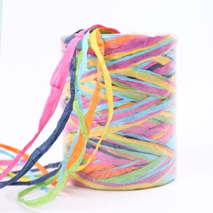 Colorful Paper Ribbon - 80m for Gift Wrapping - 6 Assorted Colors - Floral Wreath Design - Wedding gift and Birthday Party Decor