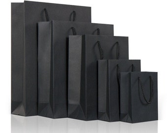 24 sacs cadeaux de fête kraft noirs - Sac en papier de plusieurs tailles pour biscuits et pain - Emballage en gros pour cadeaux de mariage