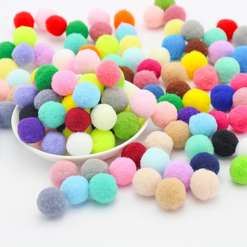 Mini pompons pour enfants, fleurs artisanales, bandeau pour cheveux, fil de bricolage guirlande de pompons Taille 0,8 cm 1 cm 1,5 cm 2 cm 2,5 cm 3 cm, blanc, rose, etc. image 3