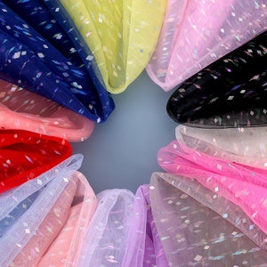 Shiny Mesh  Glitter Organza Sheer Gauze Fabric - 61 inch Width - Perfect for DIY Baby Shower Girls Tutus  Wedding Party Decor