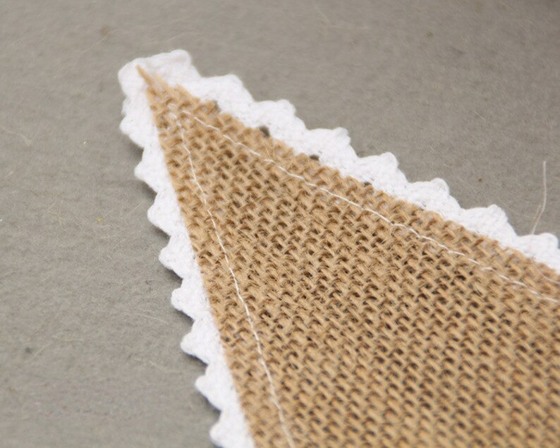 8 Flags Vintage Jute Burlap Lace Bunting Banners With Lace Trim for DIY ...