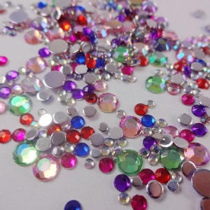 Free shipping 10000 + Mixed color acrylic rhinestones, flatback AB rhinestones,3D nail art decorative rhinestones, 2mm 3mm 5mm
