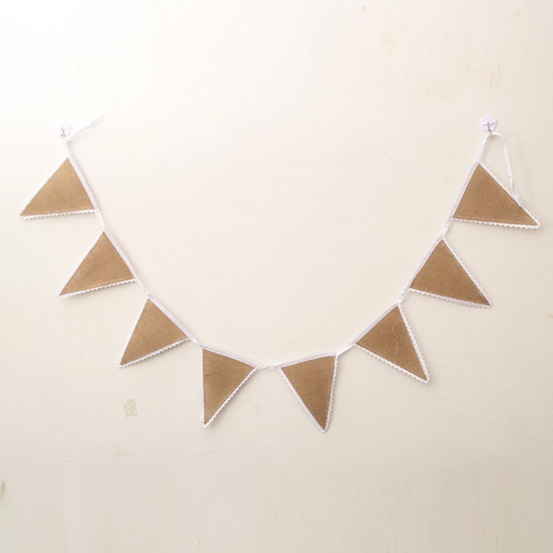 8 Flags Vintage Jute Burlap Lace Bunting Banners With Lace Trim for DIY ...