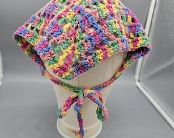 Rainbow Cotton Crocheted Bandana