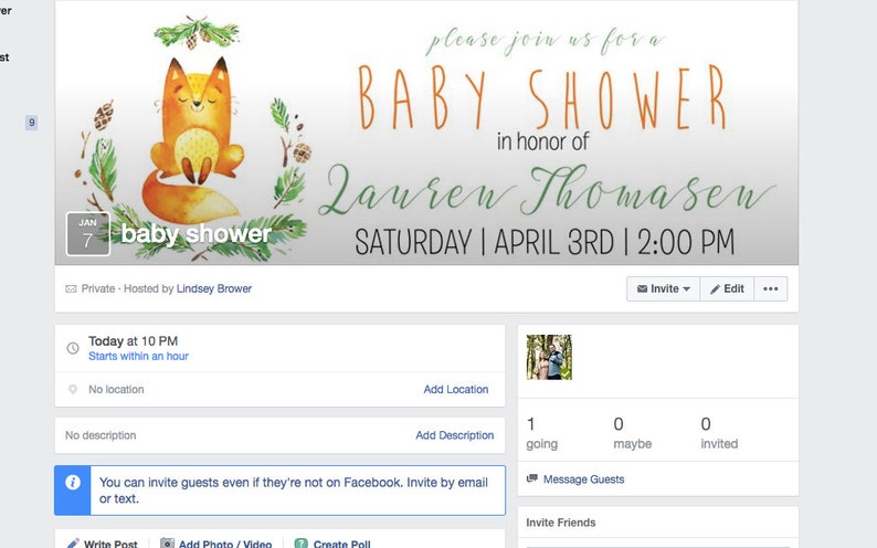 Facebook Event Header Woodland Baby Shower Gender Neutral Image 0