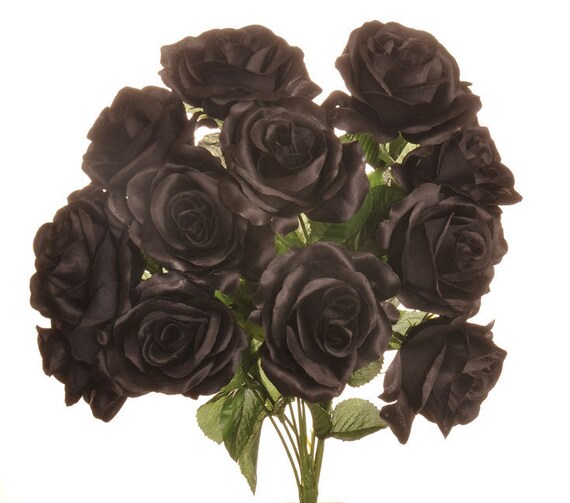 New Silk Black Rose Bush 12 Black Roses 3.54.00 Etsy