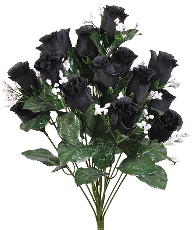 New Artificial Black Rose Bud Bush 18 in length 14 Etsy