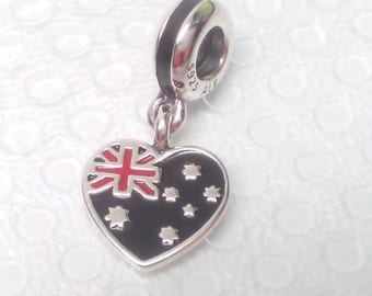 Authentic Pandora Silver Australian Heart Flag 791415ENMX