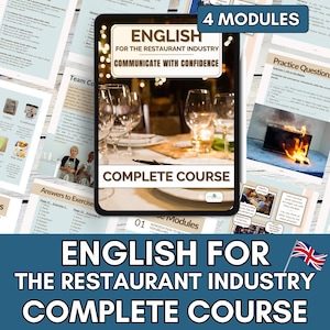 Learn English for the Restaurant Industry.  ESL Language Learning Resource for Hospitality. Complete Printable Course.