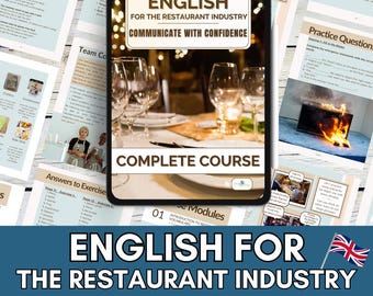 Learn English for the Restaurant Industry.  ESL Language Learning Resource for Hospitality. Complete Printable Course.