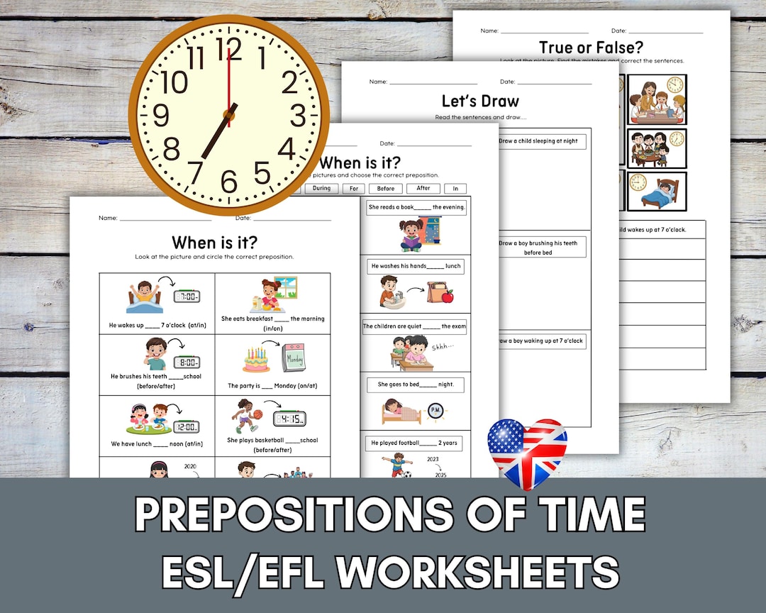English Prepositions of Time Worksheets – ESL & EFL Printable ...