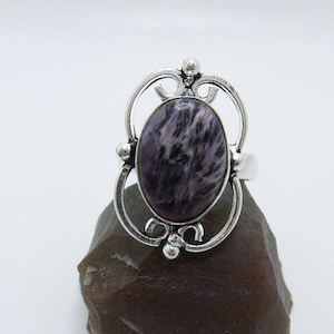 Charoite Sterling Silver Ring, size 7.5