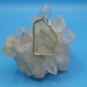 Natural Golden Rutilated Quartz Vintage Pendant.