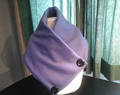 Beautiful soft fleece deep purple button cowl scarf