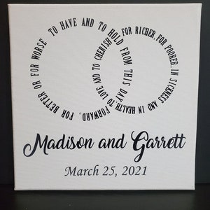 Wedding Rings 12”x12” Canvas Personalized for Weddings or Anniversary.