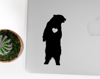 Bear Standing w/ Heart Car Laptop Vinyl Decal Sticker