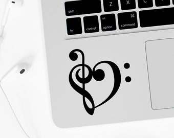 Musical Heart bass clef trebel clef Car Laptop Vinyl Decal Sticker