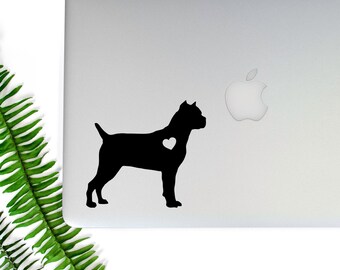 Cane Corso w/ Heart Ear Crop Car Laptop Vinyl Decal Sticker