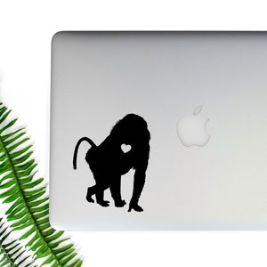 Baboon monkey w/ Heart sticker monkey sticker Car Laptop Vinyl Decal Sticker image 1