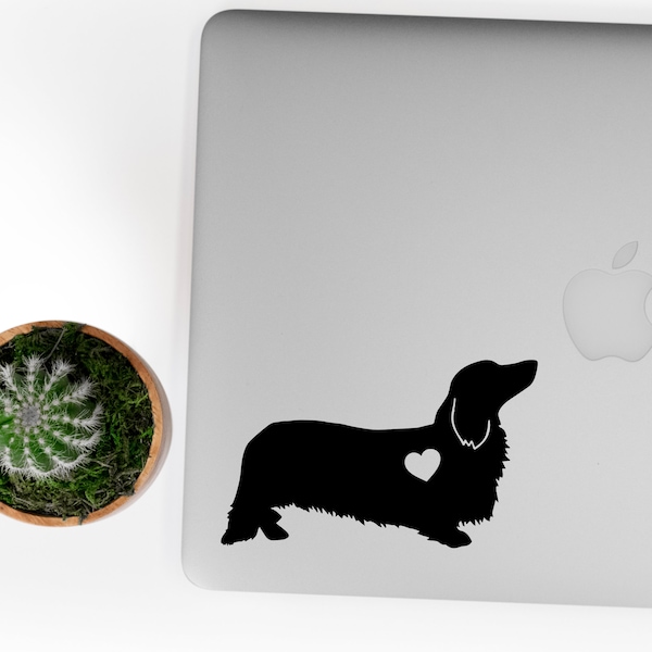 Long Haired Dachshund Vinyl Decal, Best Friend Gift, Cute Stickers, Dog Stickers, Car Decals, Laptop Stickers, Macbook Decal