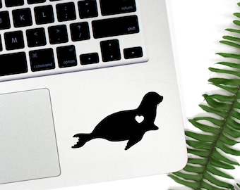 Sea Lion w/ Heart Car Laptop Vinyl Decal Sticker