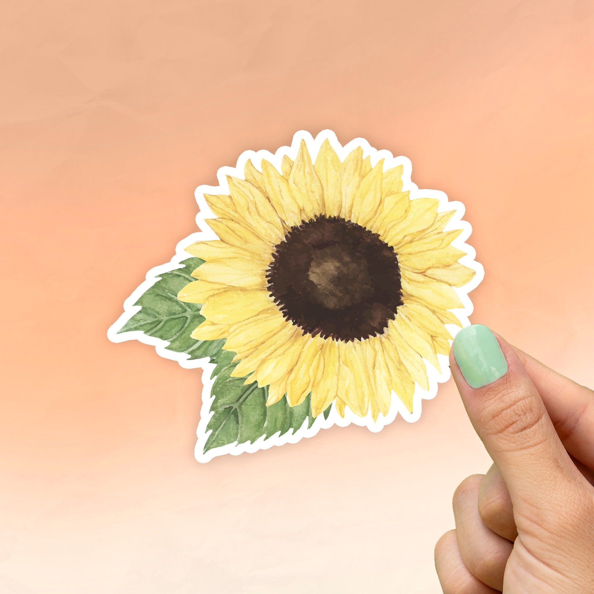 Small Gift Sunflower Sticker Water Resistant Laptop Sticker Water Bottle Sticker Yellow Sticker