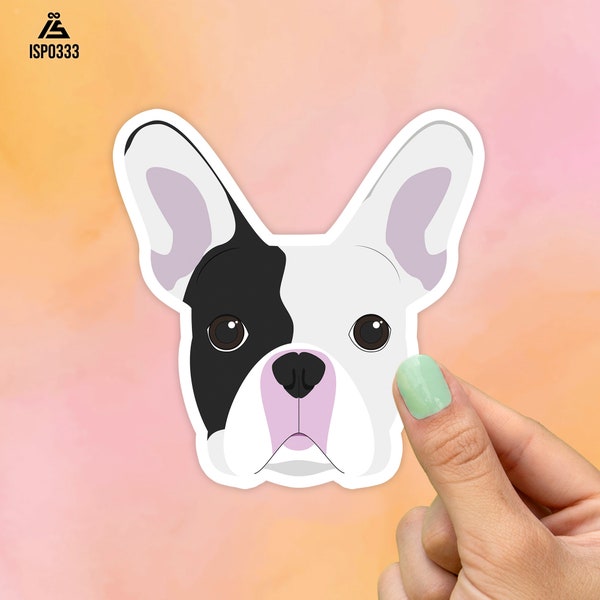 French Bulldog Head Sticker, Best Friend Gift, Dog Stickers, Cute Stickers, Animal Decals, Macbook Decal, Laptop Stickers, Water Bottle