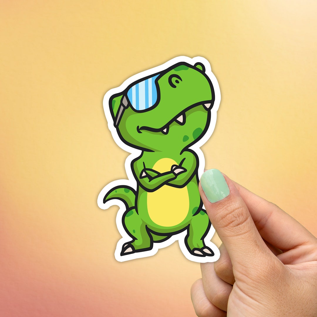 Cute Trex Dinosaur With Glasses Sticker Best Friend Gift Etsy