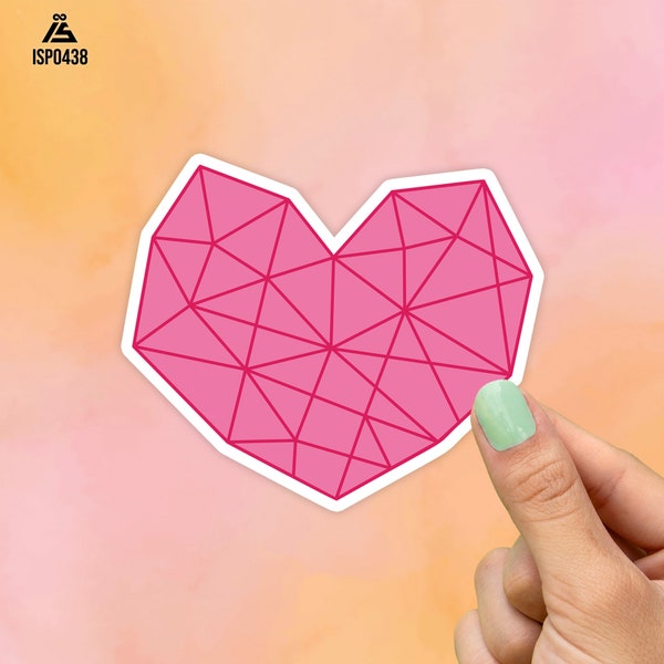 Geometric Heart Sticker, Pink Heart, Best Friend Gift, Cute Stickers, Macbook Decal, Laptop Stickers, Water Bottle Stickers, Tumbler