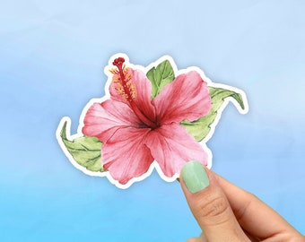 Pink Hibiscus Sticker, Best Friend Gift, Flower Stickers, Cute Stickers, Macbook Decal, Laptop Stickers, Water Bottle Stickers, Decals