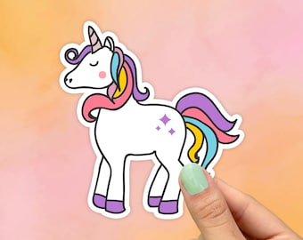 Sticker licorne mignonne, cadeau meilleur ami, Stickers mignons, Stickers animaux, Sticker Macbook, Stickers ordinateur portable, Sticker bouteille d'eau, Stickers tendance