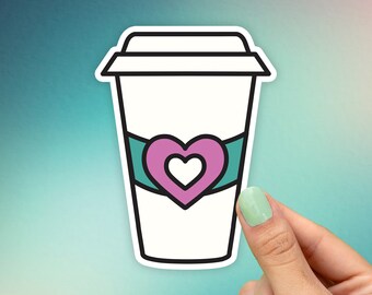 Coffee Cup Vinyl Sticker, Best Friend Gift, Food Stickers, Coffee Stickers, Macbook Decal, Laptop Stickers, Water Bottle Stickers, Decals