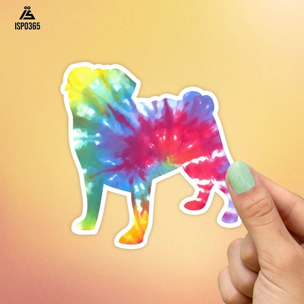 Pug Tie Dye Sticker, Best Friend Gift, Dog Stickers, Cute Stickers, Animal Decals, Macbook Decal, Laptop Stickers, Pugs Sticker