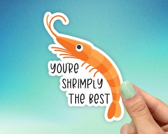 You're Shrimply The Best Sticker, Best Friend Gift, Funny Stickers, Cute Stickers, Animal Decals, Macbook Decal, Laptop Stickers