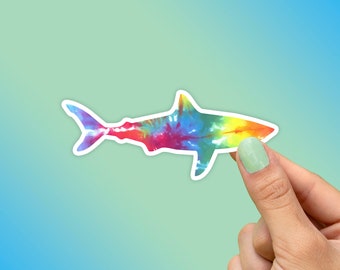 Tie Dye Shark Sticker, Best Friend Gift, Cute Stickers, Animal Decals, Macbook Decal, Laptop Stickers, Water Bottle Decal, Trendy Stickers