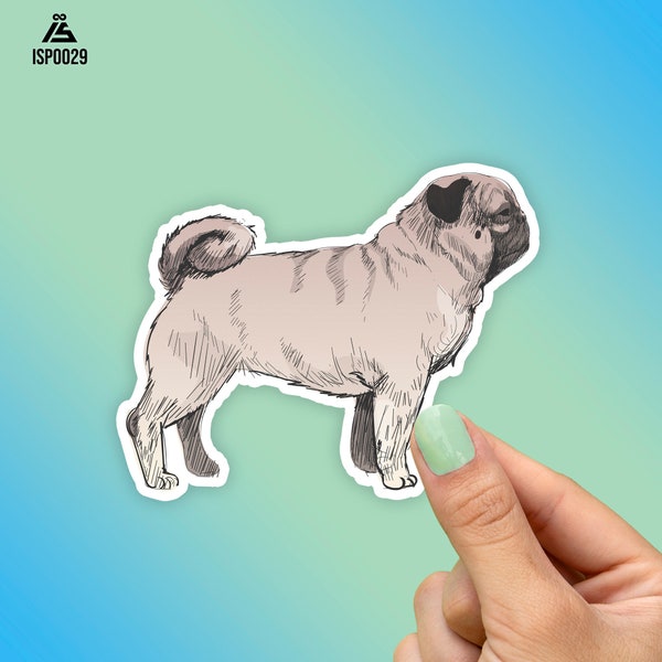 Pug Sticker, Best Friend Gift, Dog Stickers, Cute Stickers, Animal Decals, Macbook Decal, Laptop Stickers, Water Bottle Decal