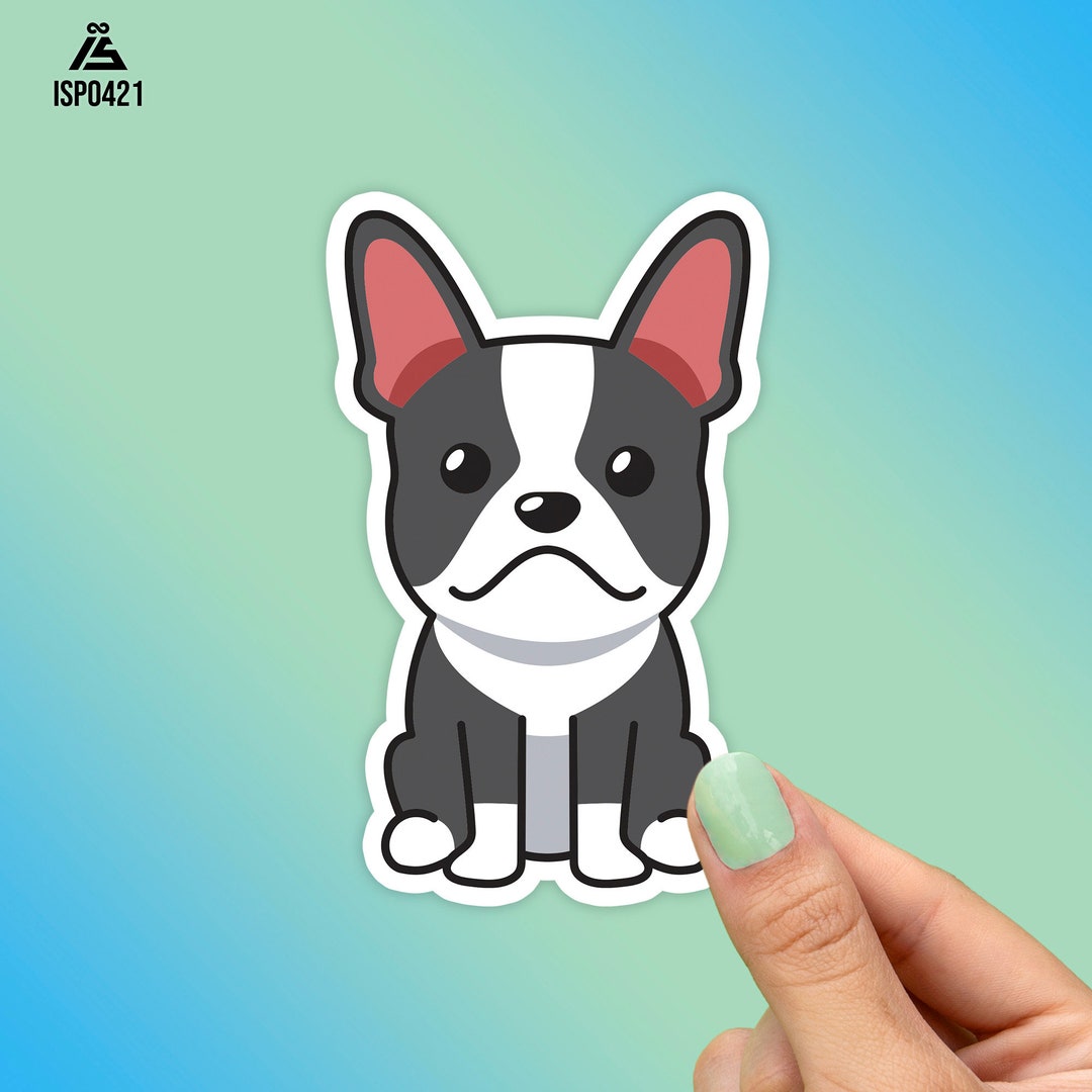 Cute Boston Terrier Cartoon Sticker, Best Friend Gift, Dog Stickers